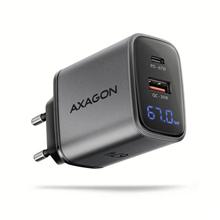 AXAGON ACU-PQ67D GaN nabíječka do sítě 67W, USB-A + USB-C, PD3.0/PPS/QC4+/SFC2.0/Apple, LCD display