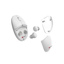 C-TECH Myš s TWS sluchátky WLM-21 Dual mode, bezdrátová, BT5.0 + 2,4GHz, 1600DPI, 3 tlačítka, USB nano receiver, bílá