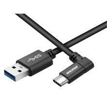 Datový a nabíjecí kabel USB - USB Type-C, 100cm, konektor v úhlu 90°, černý