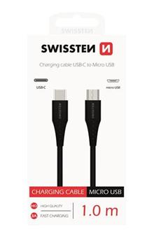 DATOVÝ KABEL SWISSTEN USB-C / MICRO USB 1,0 M ČERNÝ