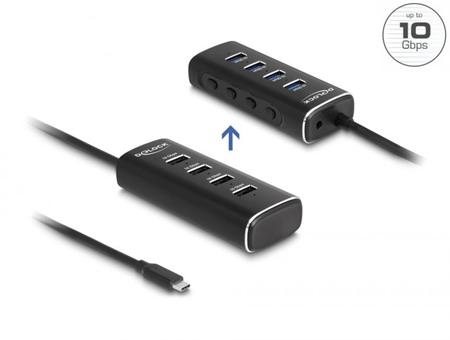 Delock 4 portový rozbočovač USB 10 Gbps s