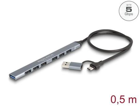 Delock 7 portový štíhlý USB Hub z USB Type-C™