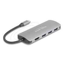 Delock 7portový USB 10 Gb/s rozbočovač a výstup 4K HDMI s připojením USB typu C a PD 3.0 90 Wattů