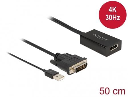 Delock Adaptér DVI samec na DisplayPort 1.2