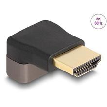 Delock Adaptér HDMI, ze zástrčky na zásuvku, 90° pravoúhlý nahoru 8K 60 Hz, šedá kovová