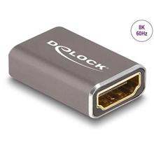 Delock Adaptér HDMI, ze zásuvku na zásuvku, 8K 60 Hz, šedá kovová