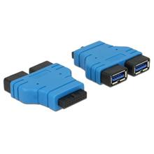 Delock adaptér USB 3.0 pin konektor samice > 2 x USB 3.0 Type-A samice – paralelní