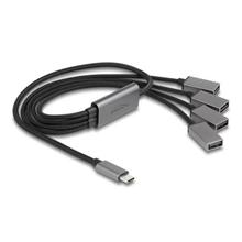 Delock Čtyřportový kabelový rozbočovač USB 2.0 s konektorem rozhraní USB Type-C™, 60 cm