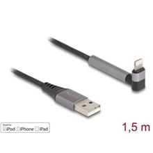 Delock Datový a nabíjecí kabel z rozhraní USB Typ-A na Lightning™ pro iPhone™, iPad™, iPod™, pravoúhlý, s funkcí stojan