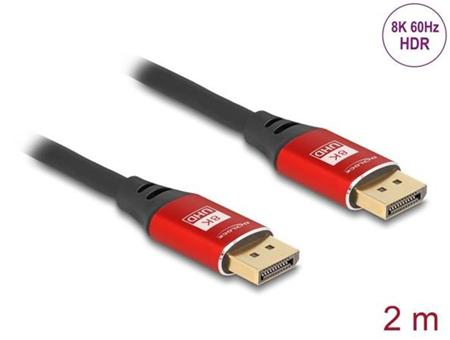 Delock DisplayPort kabel 8K 60 Hz 2 m červený