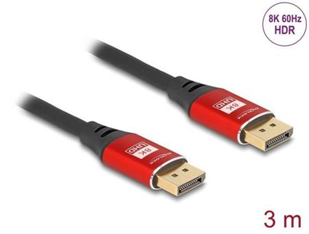 Delock DisplayPort kabel 8K 60 Hz 3 m červený