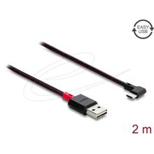 Delock Kabel EASY-USB 2.0 Typ-A samec na USB Type-C™ samec pravoúhlý levý / pravý 2 m černý