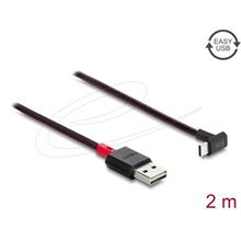 Delock Kabel EASY-USB 2.0 Typ-A samec na USB Type-C™ samec pravoúhlý nahoru / dolů 2 m černý