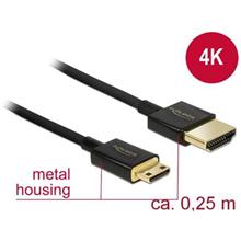 Delock Kabel High Speed HDMI s Ethernetem - HDMI-A samec > HDMI Mini-C samec 3D 4K 0,25 m Slim High Quality