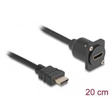 Delock Kabel rozhraní HDMI D-Type, ze zástrčky na zásuvku, černý, 20 cm