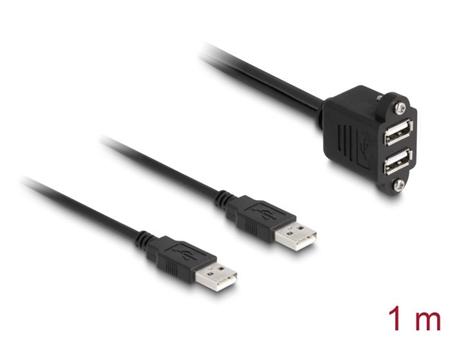 Delock Kabel USB 2.0, 2 x USB Typ-A zástrčky na 2