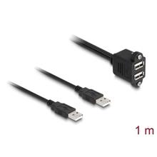 Delock Kabel USB 2.0, 2 x USB Typ-A zástrčky na 2 x USB Typ-A zásuvku, se šrouby, k vestavění, 1 m, černý