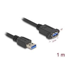 Delock Kabel USB 5 Gbps, ze zástrčkového rozhraní USB Typu-A na zásuvkové rozhraní USB Typu-A, k instalaci, 1 m, černý