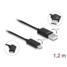 Delock Kabel ze zástrčky USB 2.0 Typ-A na zástrčku USB Type-C™, otočný, s funkcí rychlého nabíjení 60 W, 1,2 m