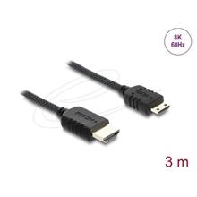 Delock Koaxiální kabel High Speed HDMI HDMI samec na Mini HDMI samec 8K 60 Hz s pleteným opláštěním 3 m