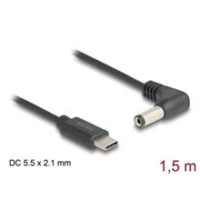 Delock Napájecí kabel z konektoru USB Type-C™ na stejnosměrný konektor 5,5 x 2,1 mm, pravoúhlý, 1,5 m