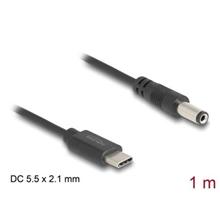 Delock Napájecí kabel z konektoru USB Type-C™ na stejnosměrný konektor 5,5 x 2,1 mmý, 1 m