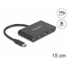 Delock Rozbočovač USB 3.2 Gen 1 USB Type-C™ se 3 porty USB Type-C™ samice + 1 x USB Type-C™ PD 100 W