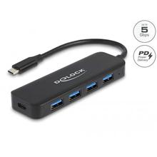 Delock Rozbočovač USB Type-C™, 4 porty, USB 3.2 Gen 1 a s Power Delivery, 85 W