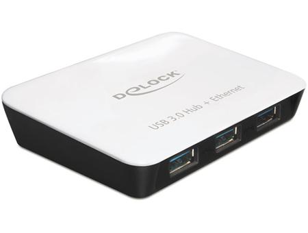 Delock USB 3.0 Hub 3 portový + 1 port Gigabit LAN