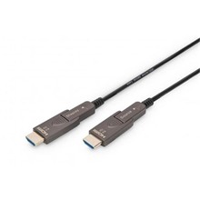 Digitus Aktivní optický HDMI propojovací kabel, typ A, odnímatelný samec/samec, 30,0 m, Ultra HD, 4K@60 Hz, zlatý, bl