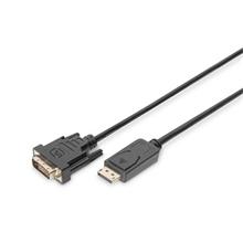 DIGITUS DisplayPort adaptérový kabel DP - DVI (24+1) M/M, 3,0 m, s blokováním, kompatibilní s DP 1.1a, CE