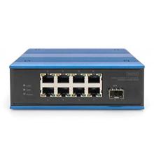 DIGITUS Industrial 8+1 Port Fast Ethernet Switch Unmanaged, 8 RJ45 Ports 10/100 Mbits