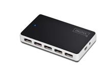 Digitus USB 2.0 hub 10-portů  černý s napájecím zdrojem ( 5V , 4A )