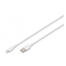 Digitus USB Silicone charging cable, USB-A - Lightning 0,5m, USB 2.0, 12W, white