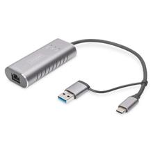 DIGITUS USB Type-C™ Gigabit Ethernet Adapter 2.5G, USB-C™ + USB A (USB3.1/3.0)