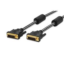 Ednet DVI connection cable, DVI(24+1), 2x ferrit M/M, 2.0m, DVI-D Dual Link, cotton, gold, bl