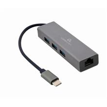 Gembird Gigabitový síťový adaptér USB-C s 3portovým rozbočovačem USB 3.1