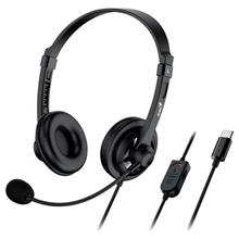 Genius HS-230U, Headset, náhlavní, drátový, s mikrofonem, ovládání hlasitosti, USB-C, černý