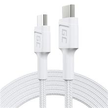 Green Cell PowerStream Cable White USB-C Type C 2m with fast charging Power Delivery 60W, Ultra Charge, Quick Charge 3.