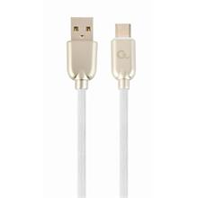 Kabel CABLEXPERT USB 2.0 AM na Type-C kabel (AM/CM), 2m, pogumovaný, bílý, blister, PREMIUM QUALITY