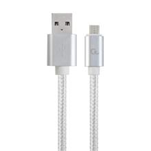 Kabel CABLEXPERT USB A Male/Micro B Male 2.0, 1,8m, opletený, stříbrný, blister