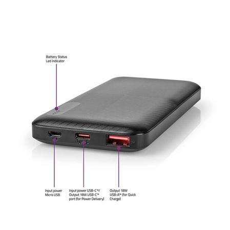 Nedis UPBKPD20000BK - Powerbanka | 20000 mAh |