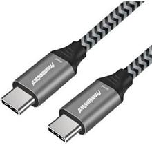 PremiumCord USB-C kabel ( USB 3.2 GEN 2, 3A, 60W, 20Gbit/s ) bavlněný oplet, 0,5m