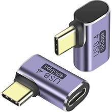 PremiumCord zahnutý 90° Adaptér USB-C Female - USB-C Male 40Gbps Aluminium