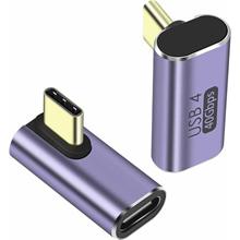 PremiumCord zahnutý 90° Adaptér USB-C Female - USB-C Male 40Gbps Aluminium