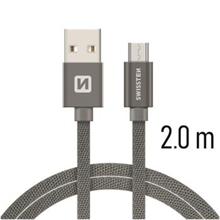 SWISSTEN DATA CABLE USB / MICRO USB TEXTILE 2,0M GREY