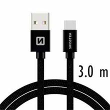 SWISSTEN DATA CABLE USB / USB-C TEXTILE 3,0M