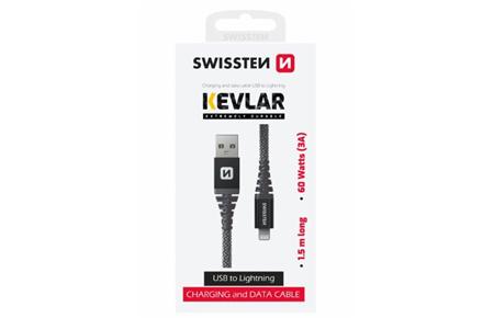 SWISSTEN DATOVÝ KABEL KEVLAR USB / LIGHTNING 1,5