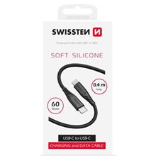 SWISSTEN DATOVÝ KABEL SOFT SILICONE USB-C / USB-C 0,4 M ČERNÝ