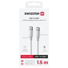 SWISSTEN DATOVÝ KABEL TEXTILE II USB-C / USB-C 1,5 M BÍLÝ